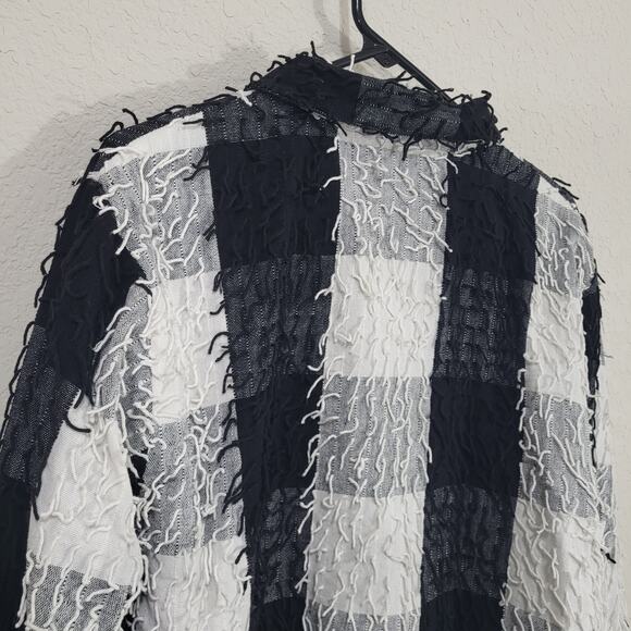 Silver Stream Jacket Womens Size M  Black White Cotton Casual Fringe Edgy Boho - Picture 11 of 12